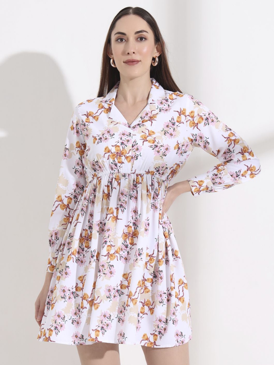 

FITHUB Floral Print Fit & Flare Dress, White