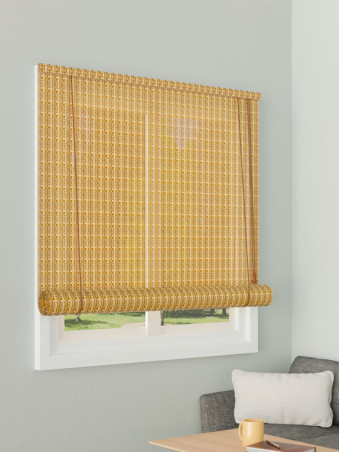 

Kuber Industries Beige & White Ethnic Motifs Window Blinds