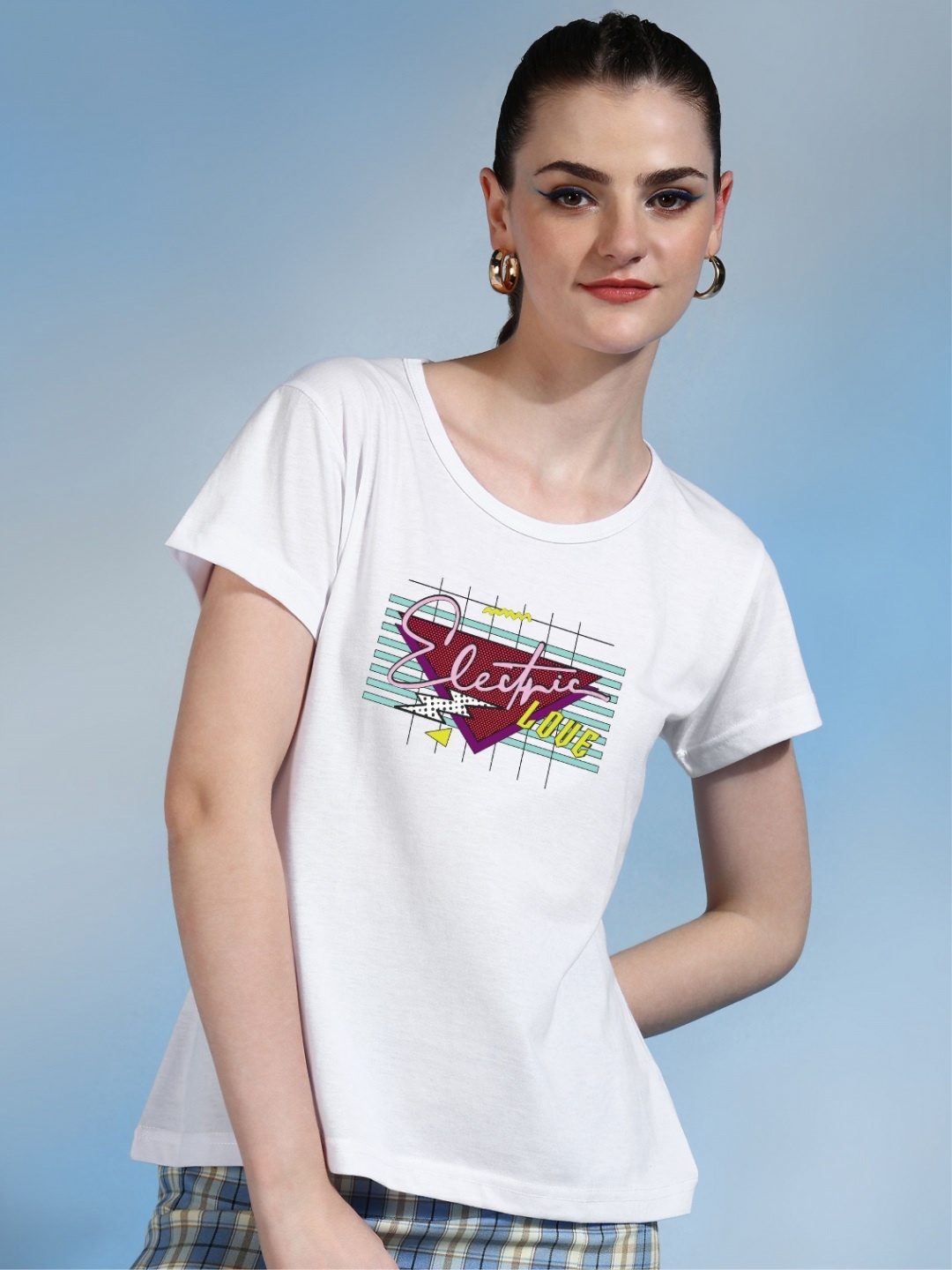 

Moda Rapido Women Printed Bio Finish Applique T-shirt, White