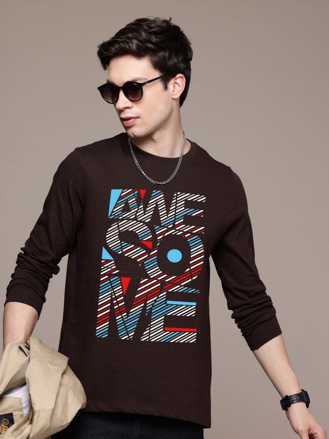 

Moda Rapido Men Printed T-shirt, Coffee brown