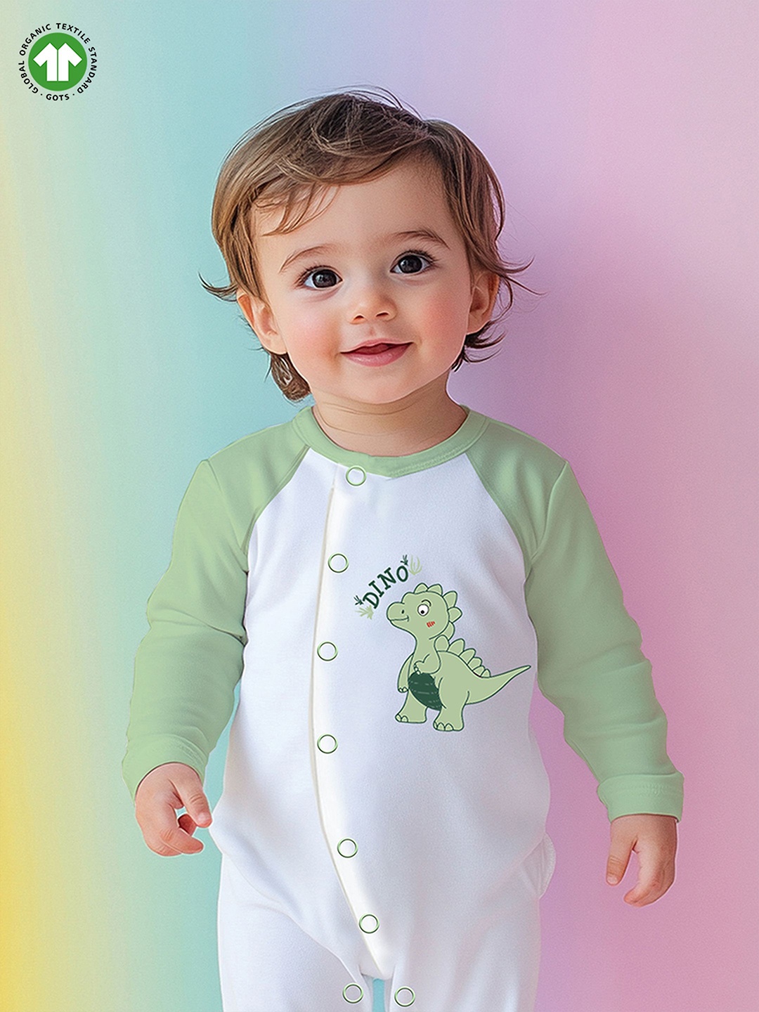 

Kidbea Infants Pure Organic Cotton Rompers, Green