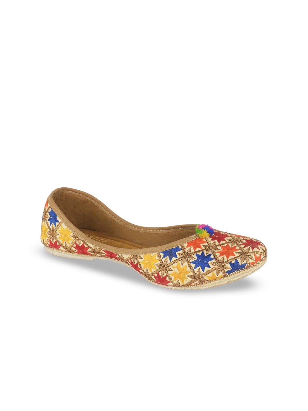 

Sangria Women Ultra Comfortable Phulkari Work Mojaris, Brown