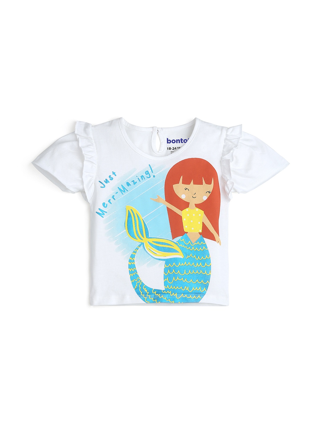 

BONTOTS Girls Printed Organic Cotton T-shirt, White
