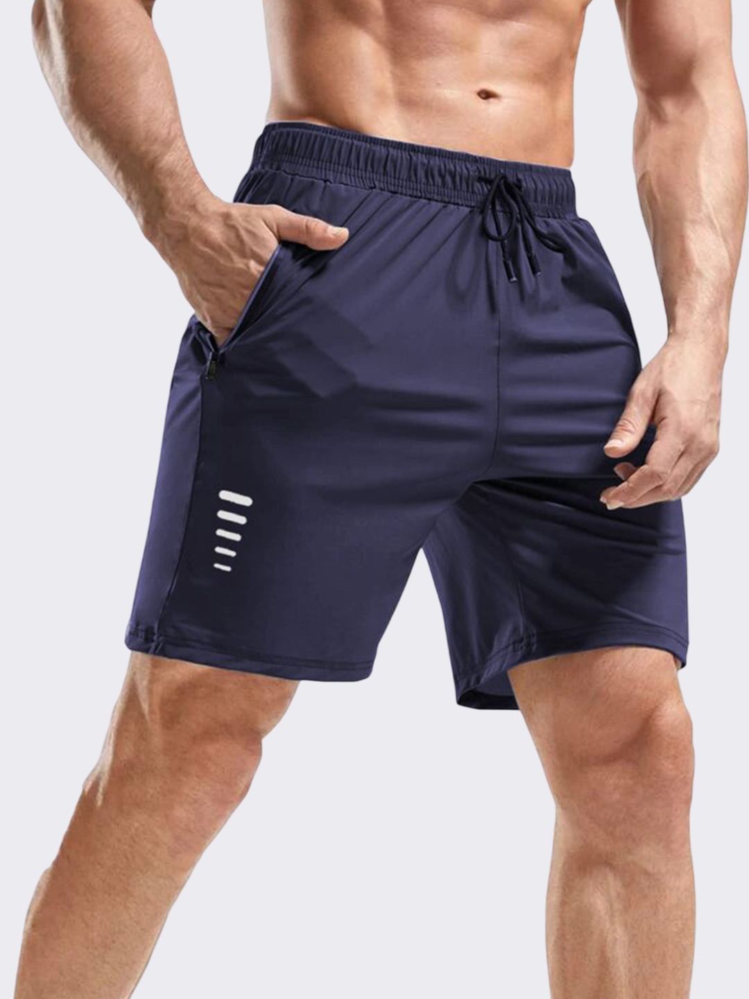 

3Colors Men Low-Rise Running Sports Shorts, Navy blue