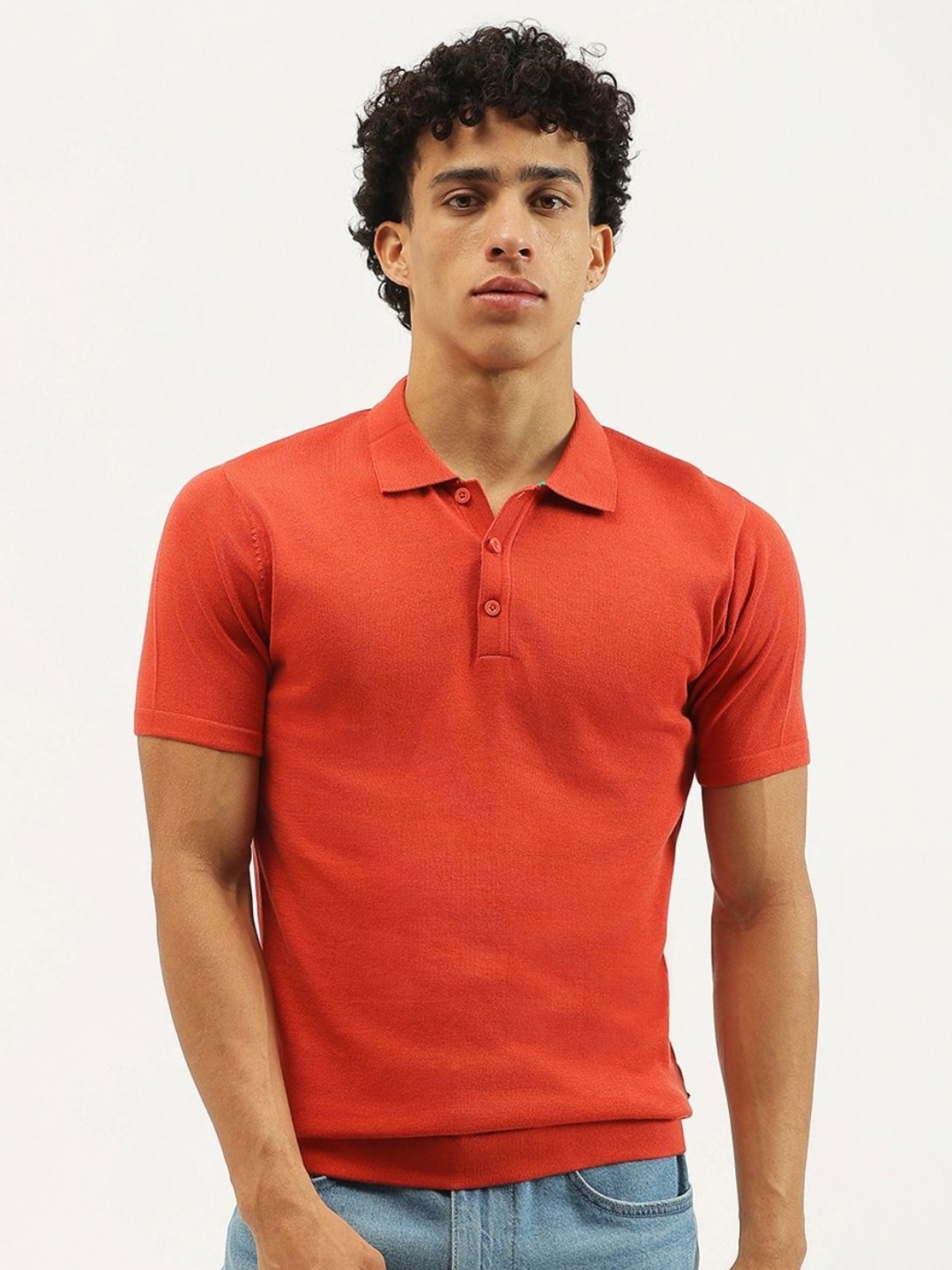 

United Colors of Benetton Men Polo Collar Pure Cotton Pockets T-shirt, Red