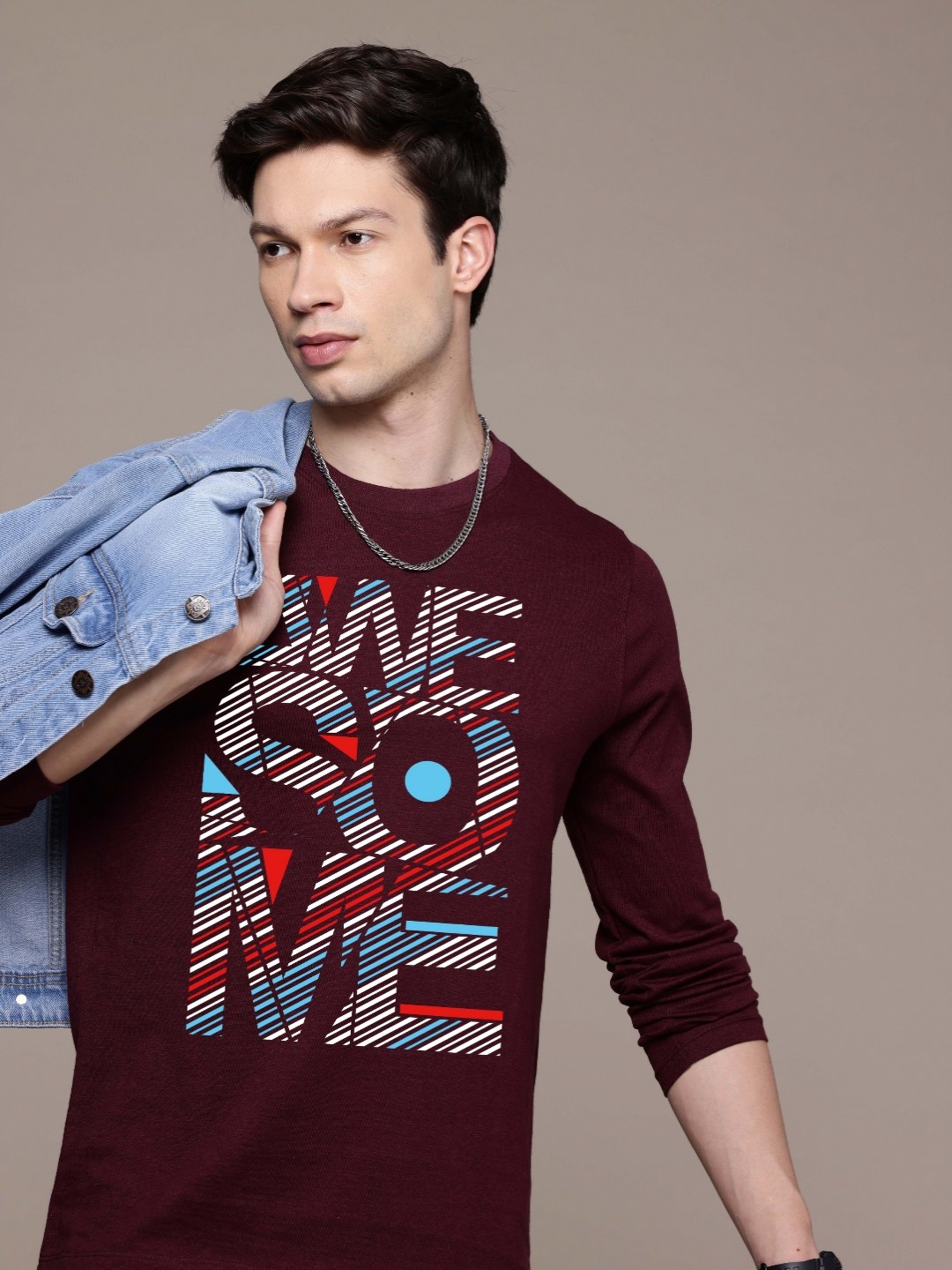 

Moda Rapido Men Printed T-shirt, Burgundy