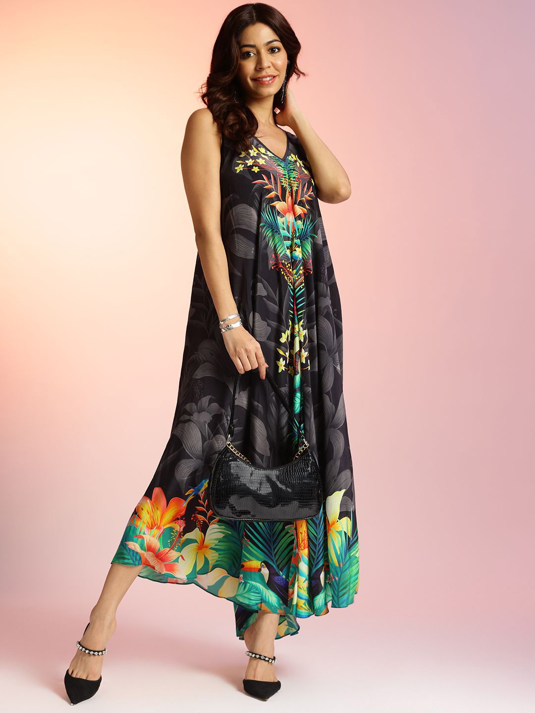 

navyasa by liva Print Liva Sleeveless Dress, Black