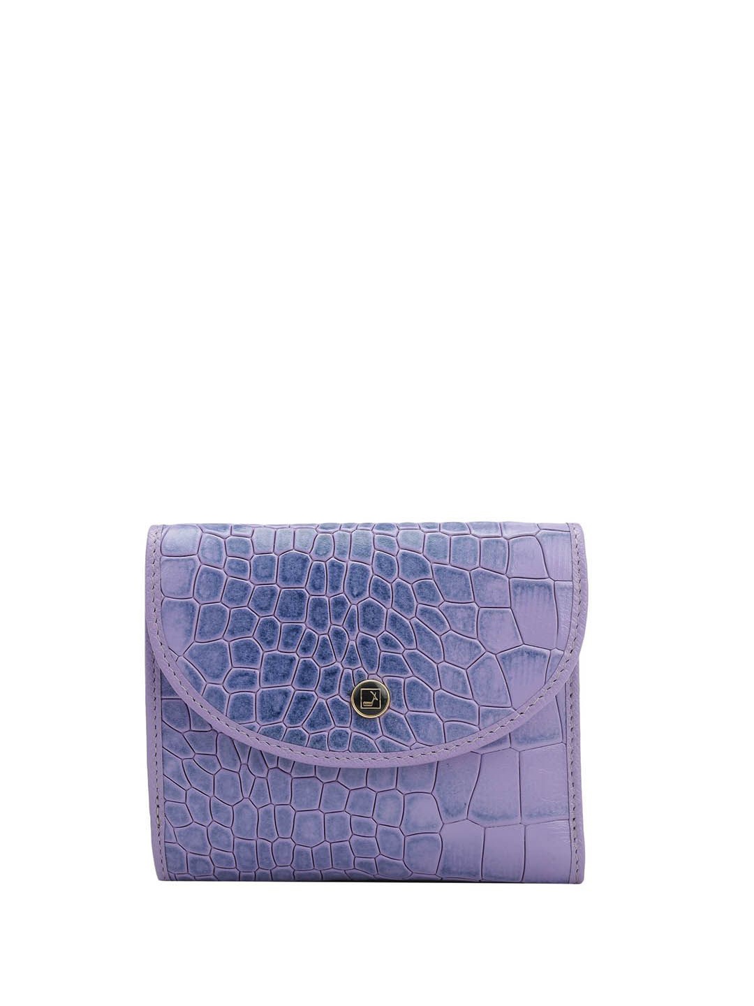 

Da Milano Women Textured Leather Three Fold Wallet, Purple