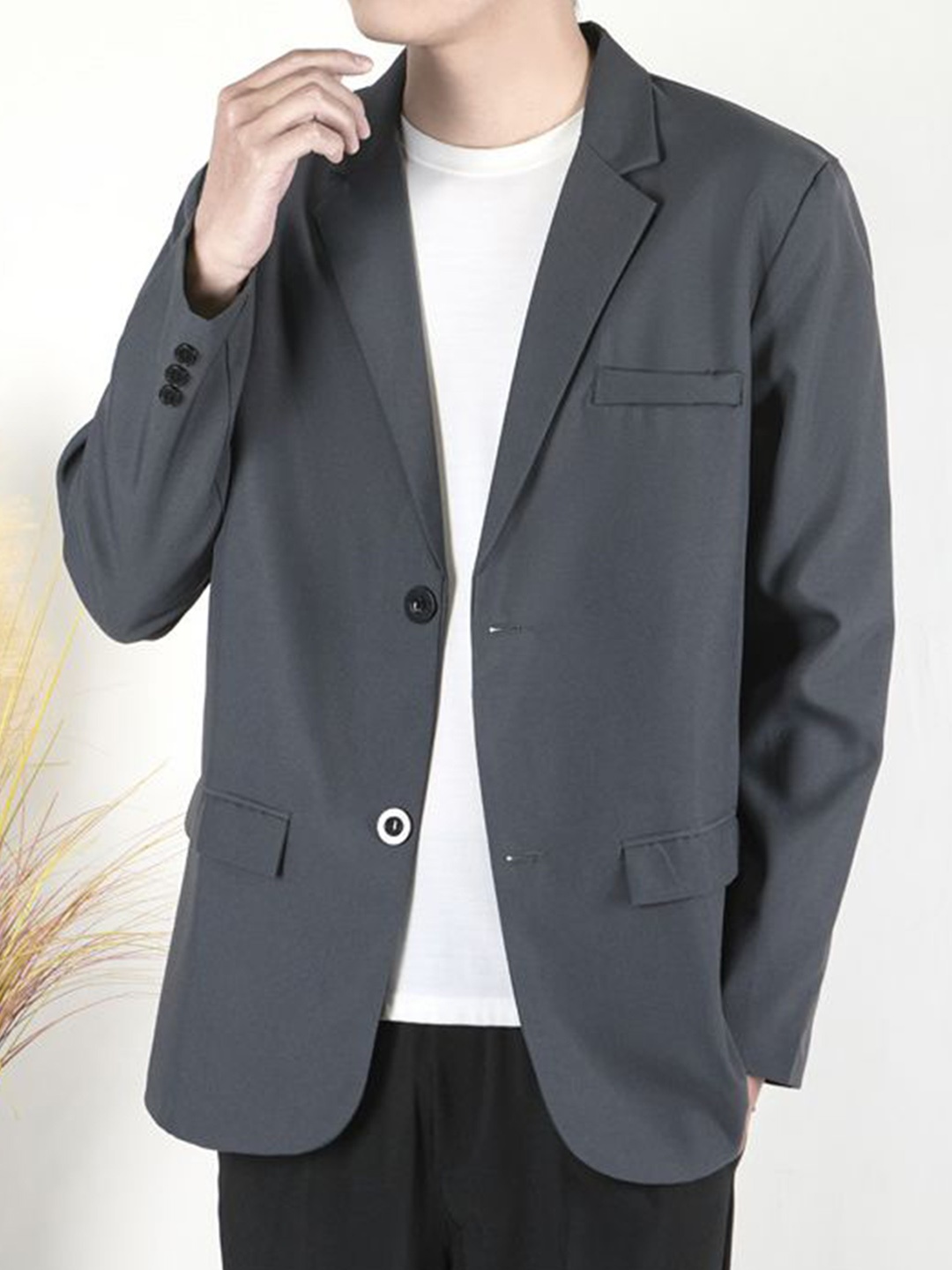 

StyleCast x Revolte Men Open Front Jacket, Grey