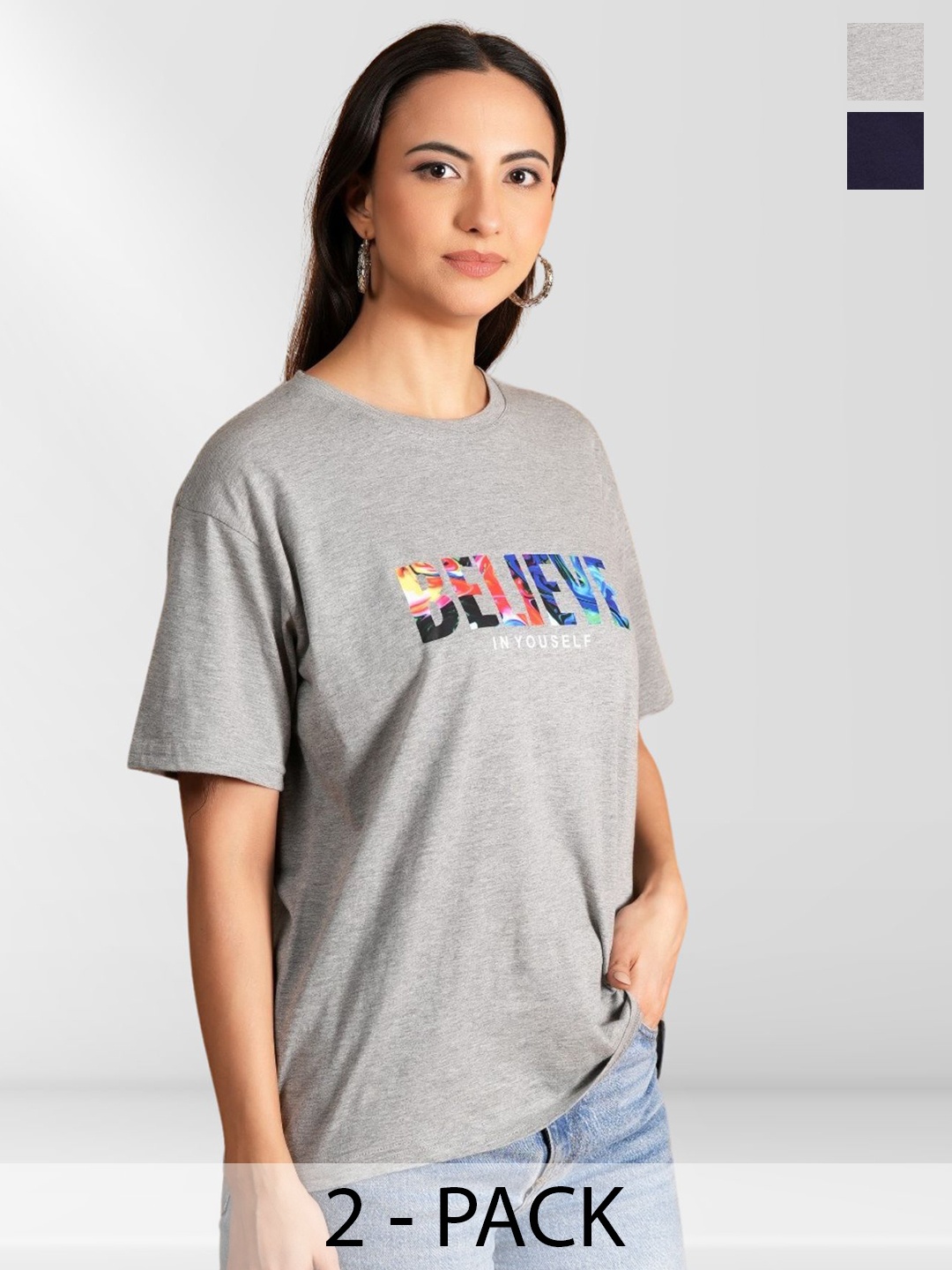 

NEYSA Women Typography 2 Printed T-shirt, Multi