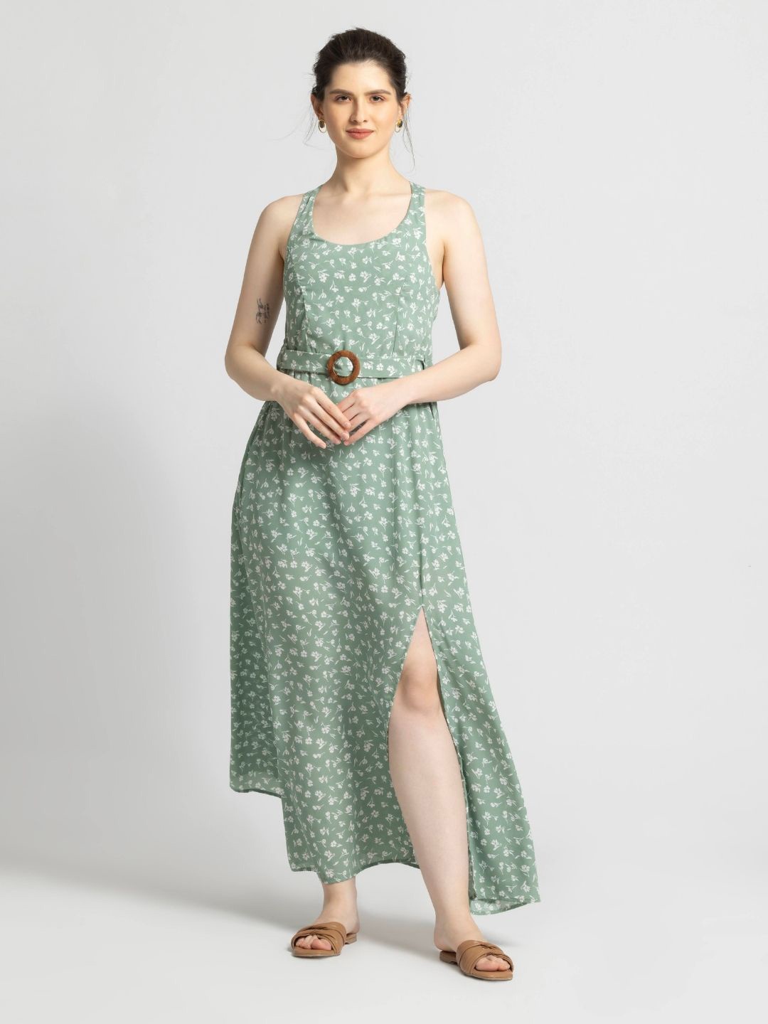 

JULO Floral Print Maxi Dress, Green