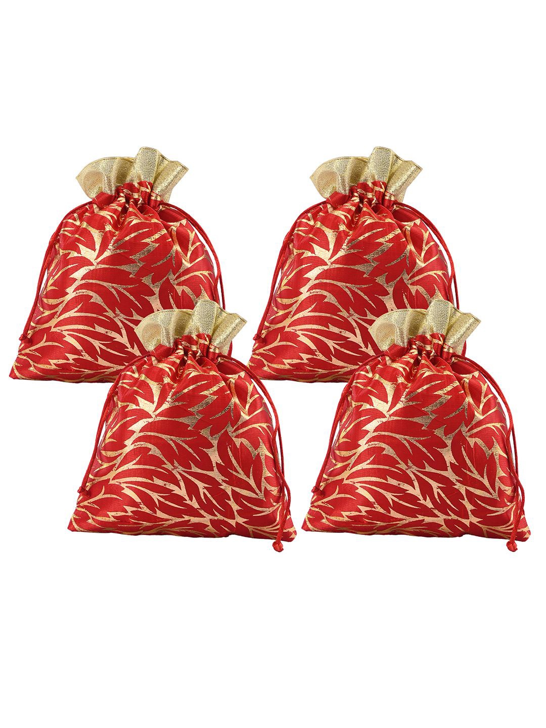 

Kuber Industries 4 Pcs Potli Bag For Women & Girls Printed Potli Clutch, Red