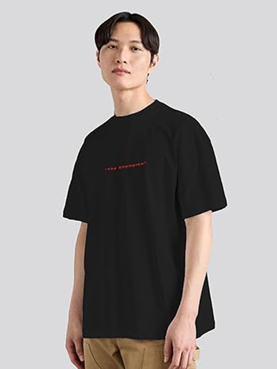

The Korhean Store Men Printed Extended Sleeves T-shirt, Black
