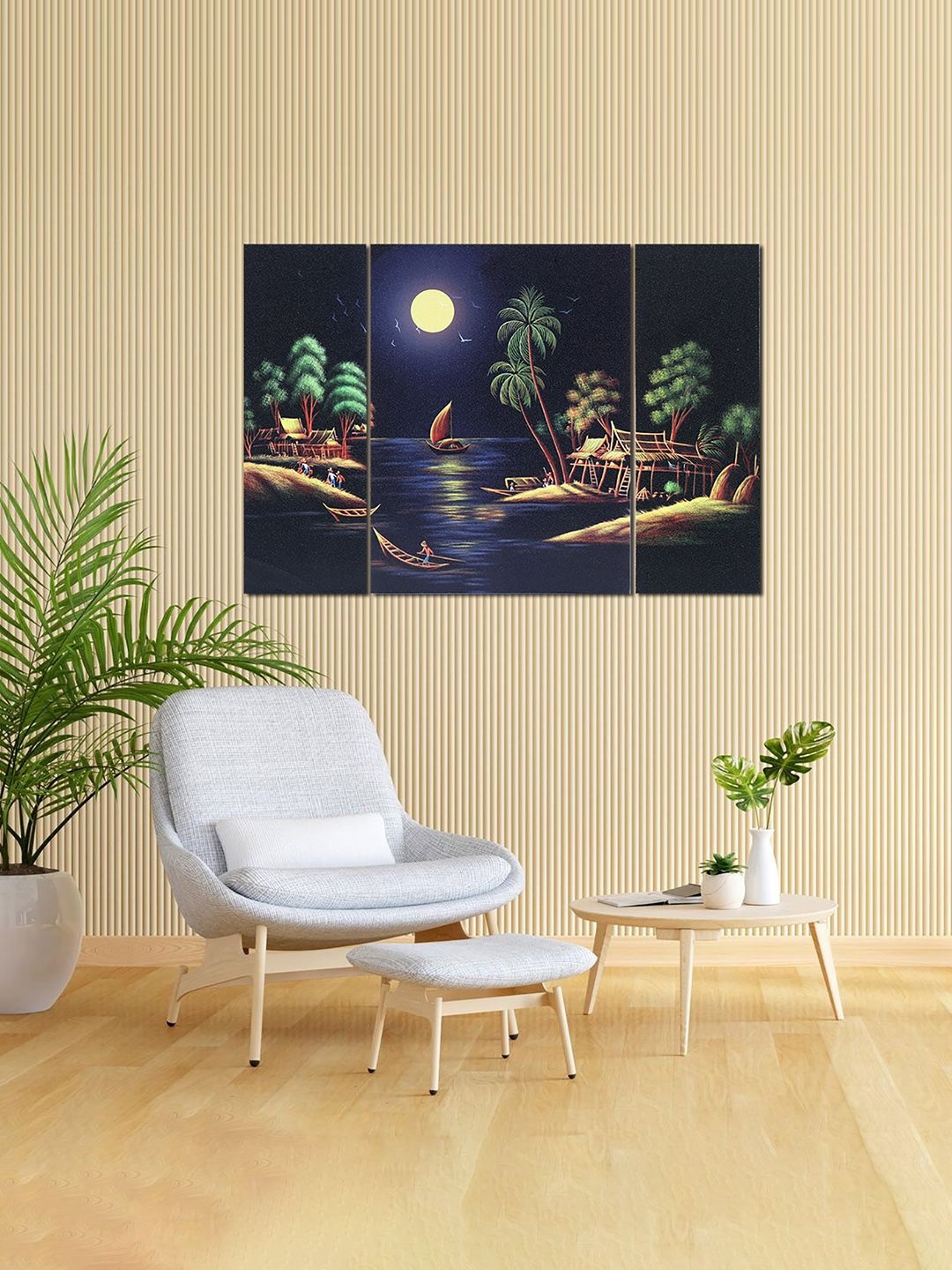 

Kuber Industries Blue & Green 3 Piece Wood Other Wall Paintings