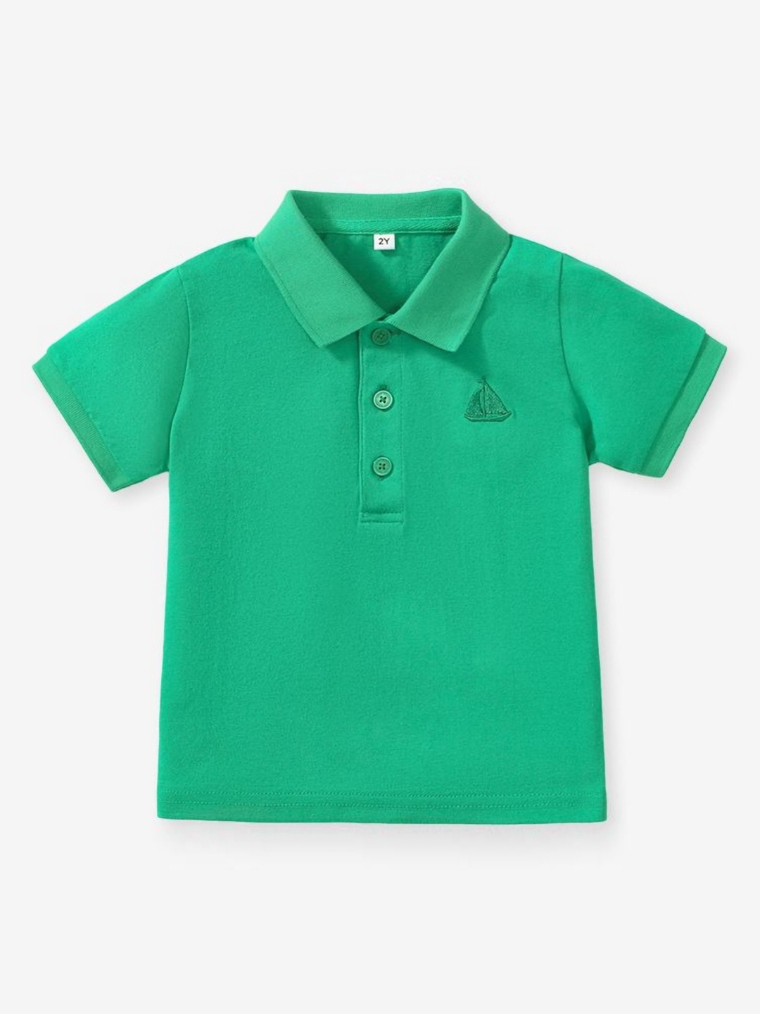 

YK Boys Polo Collar Applique T-shirt, Green