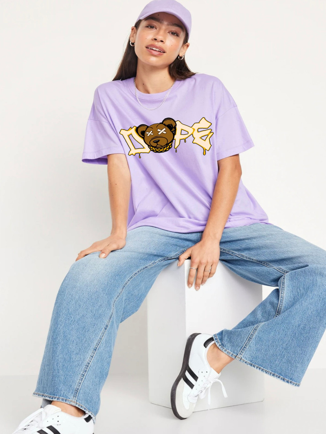 

RAYACLOSET Women Printed Pockets T-shirt, Lavender