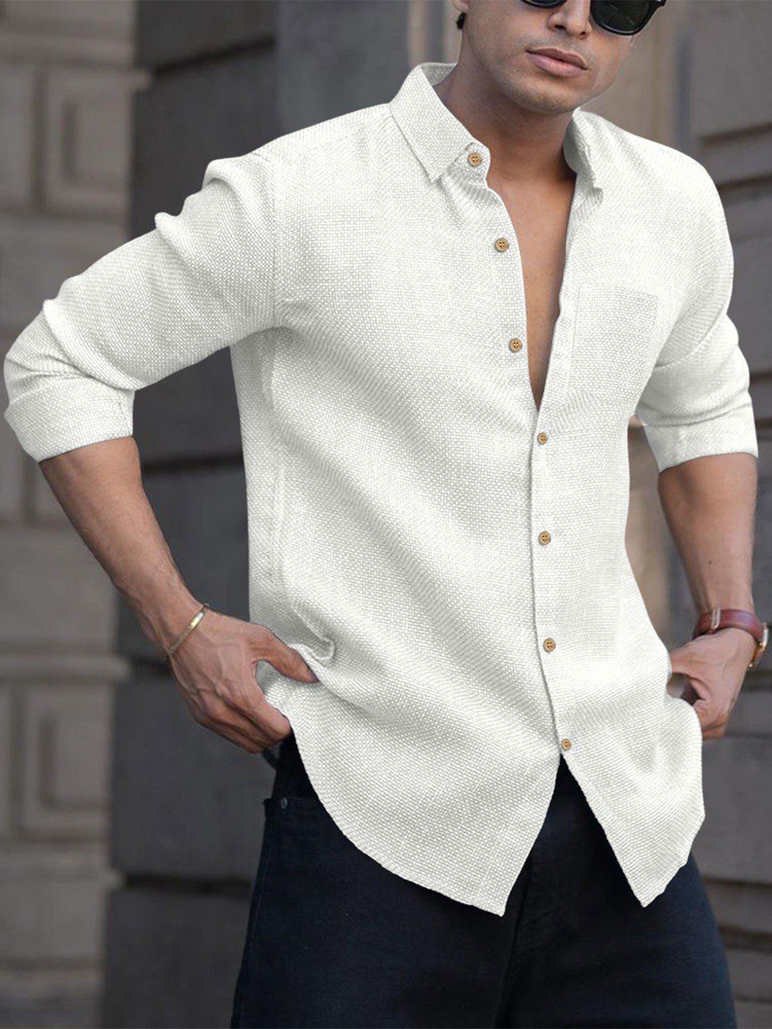 

Bombay Begum Men Opaque Casual Shirt, Off white