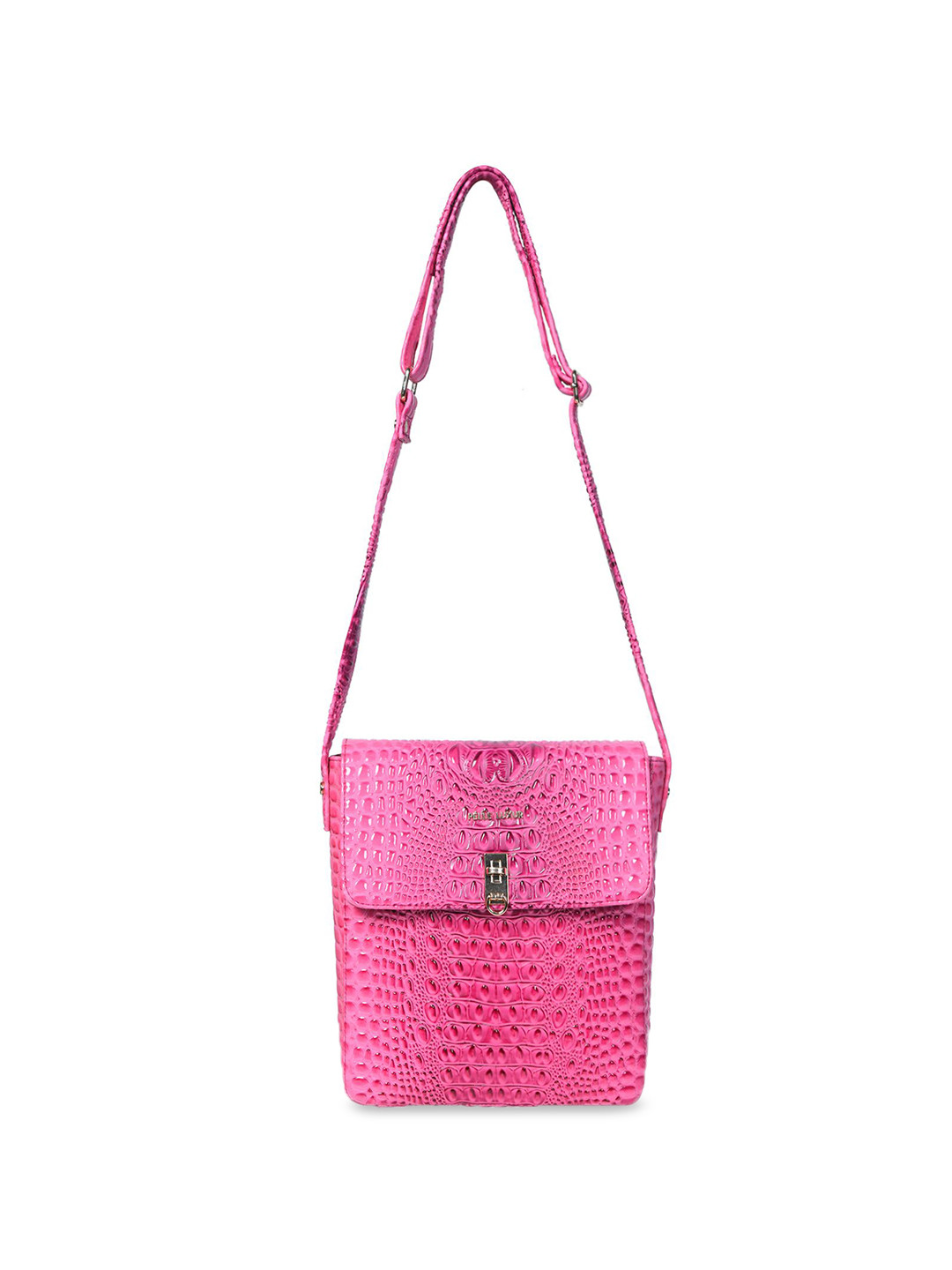 

PELLE LUXUR Textured PU Structured Sling Bag, Pink