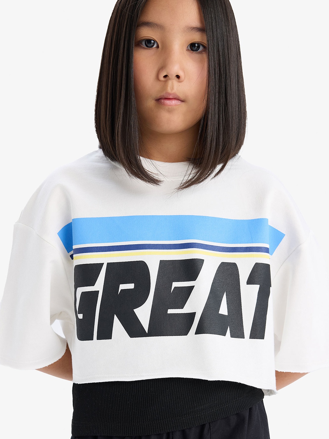 

DeFacto Girls Printed Applique T-shirt, Na