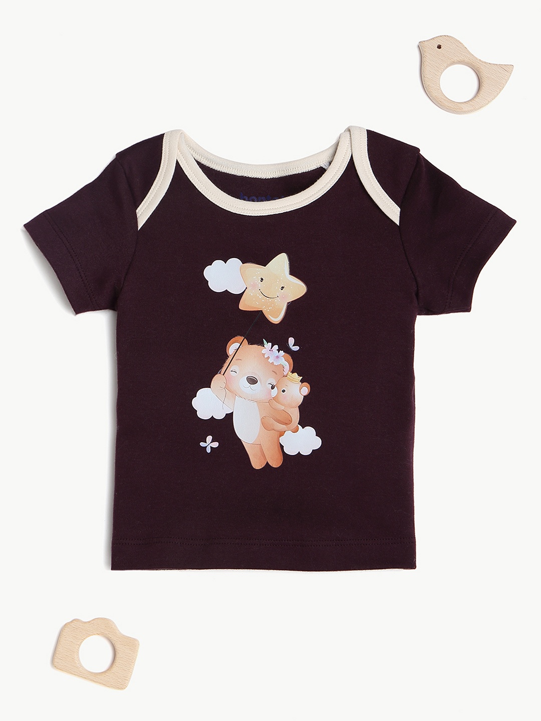 

BONTOTS Boys Printed Organic Cotton Applique T-shirt, Brown