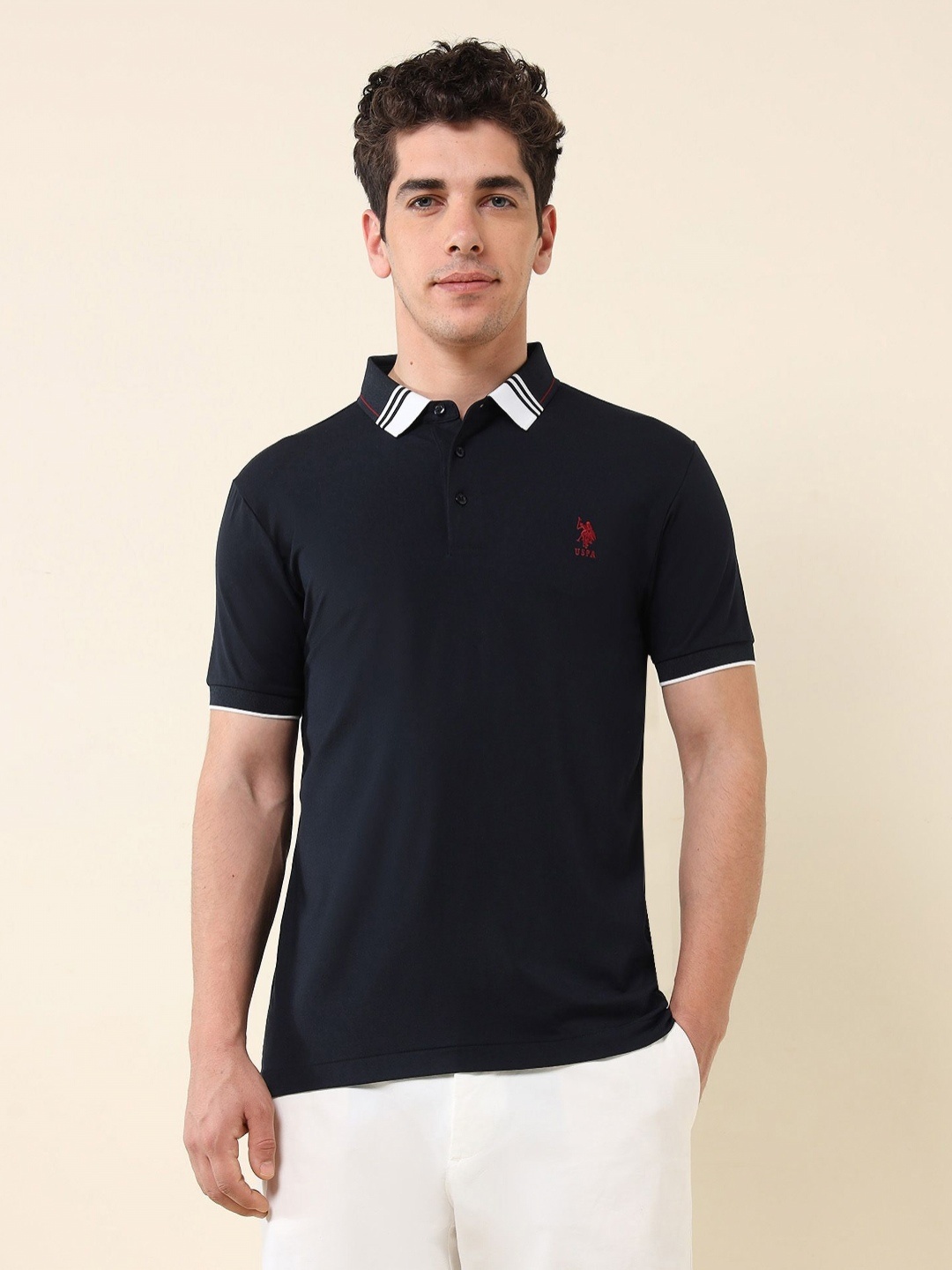 

U.S. Polo Assn. Men Polo Collar Slim Fit T-shirt, Blue