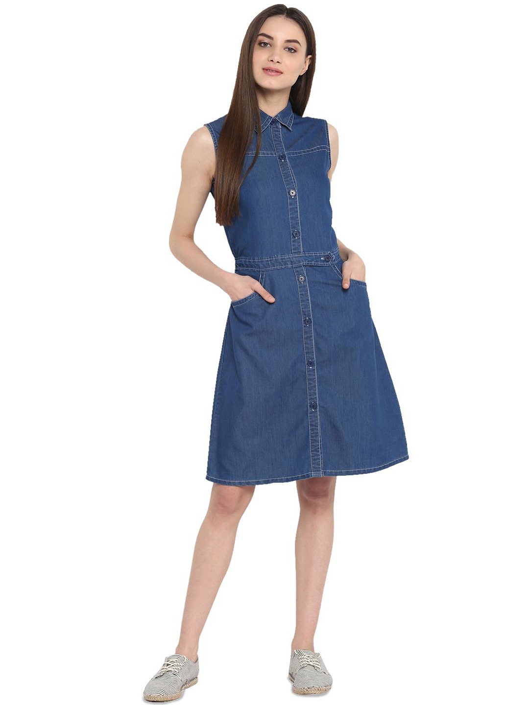 

Chemistry Denim Shirt Dress, Blue