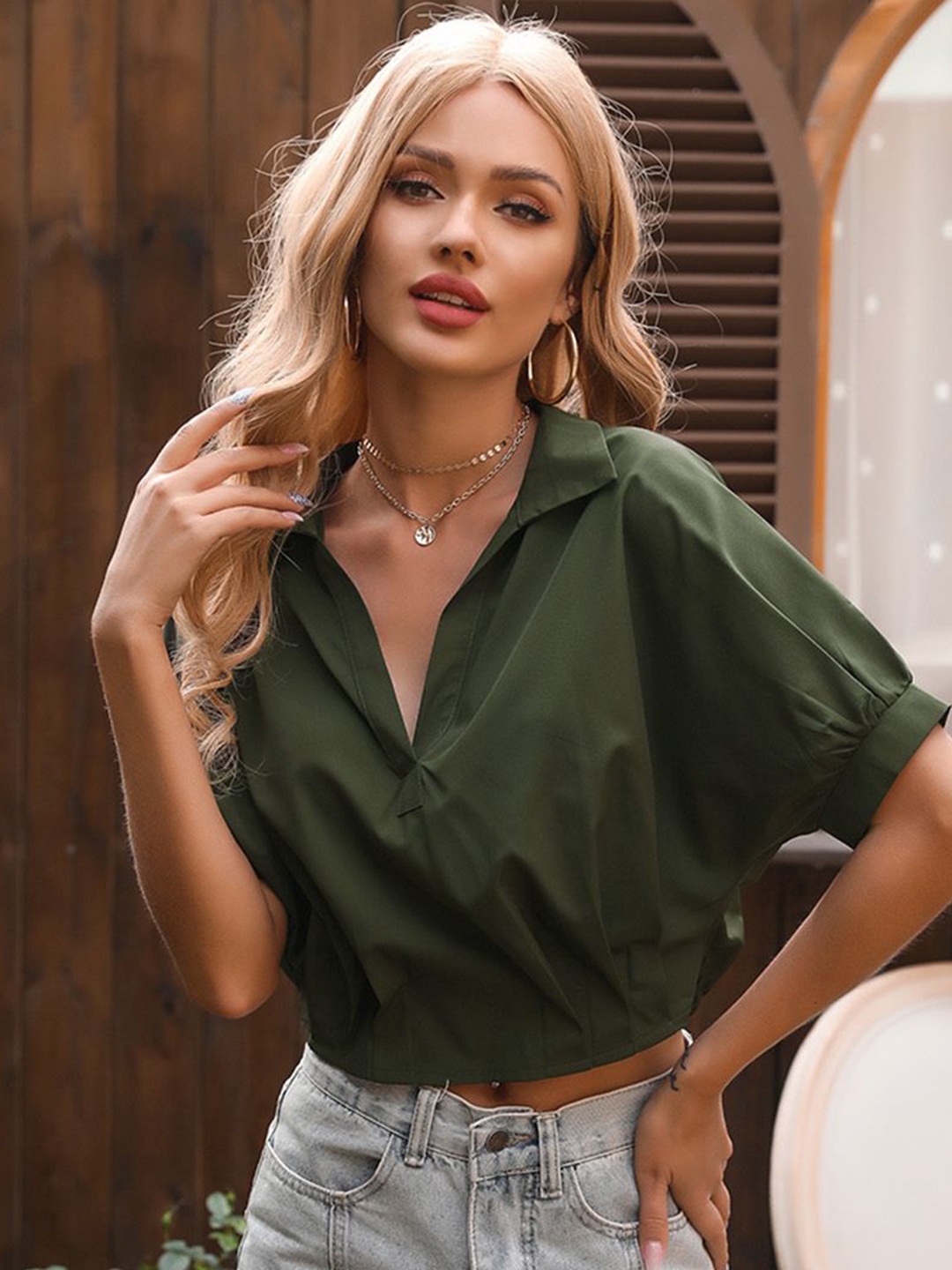 

JC Mode Extended Sleeves Top, Green