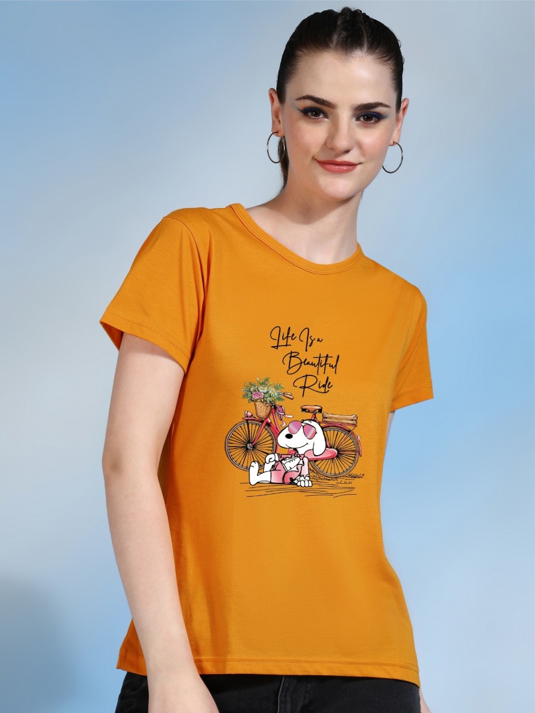

Moda Rapido Women Printed Bio Finish T-shirt, Mustard