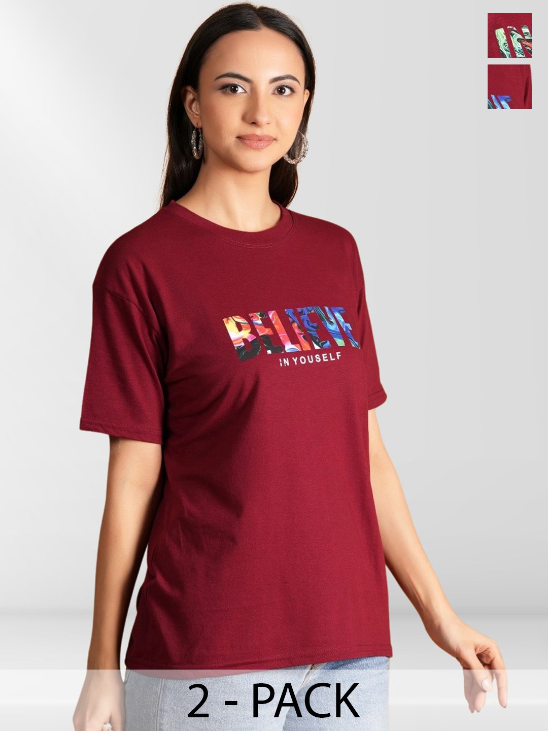 

NEYSA Women Typography 2 Printed T-shirt, Multi