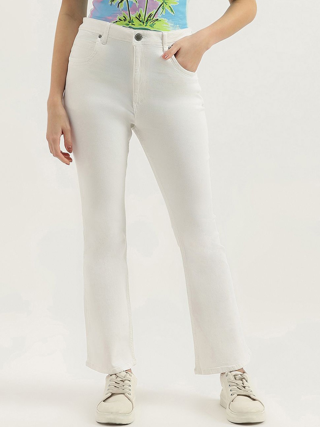 

United Colors of Benetton Women High-Rise Jeans, White