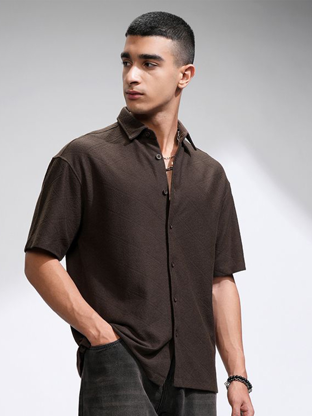

LOCOMOTIVE Men Comfort Opaque Casual Shirt, Brown