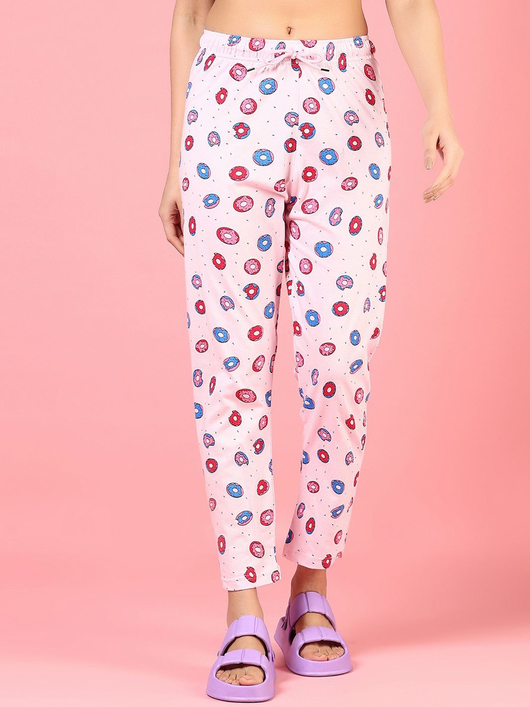 

V-Mart Printed Mid-Rise Trousers, Pink