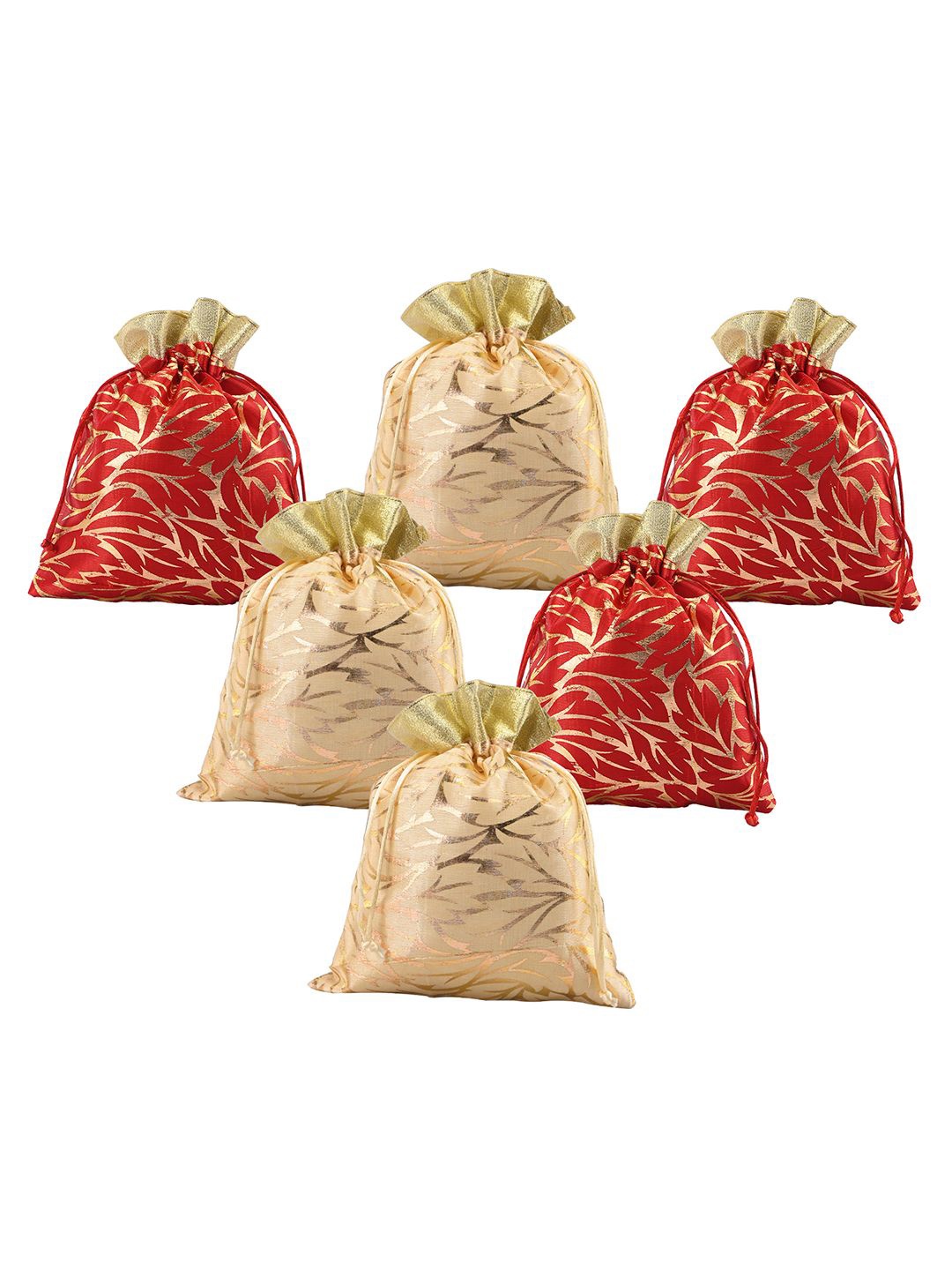 

Kuber Industries 6 Pcs Potli Bag For Women & Girls Printed Potli Clutch, Red