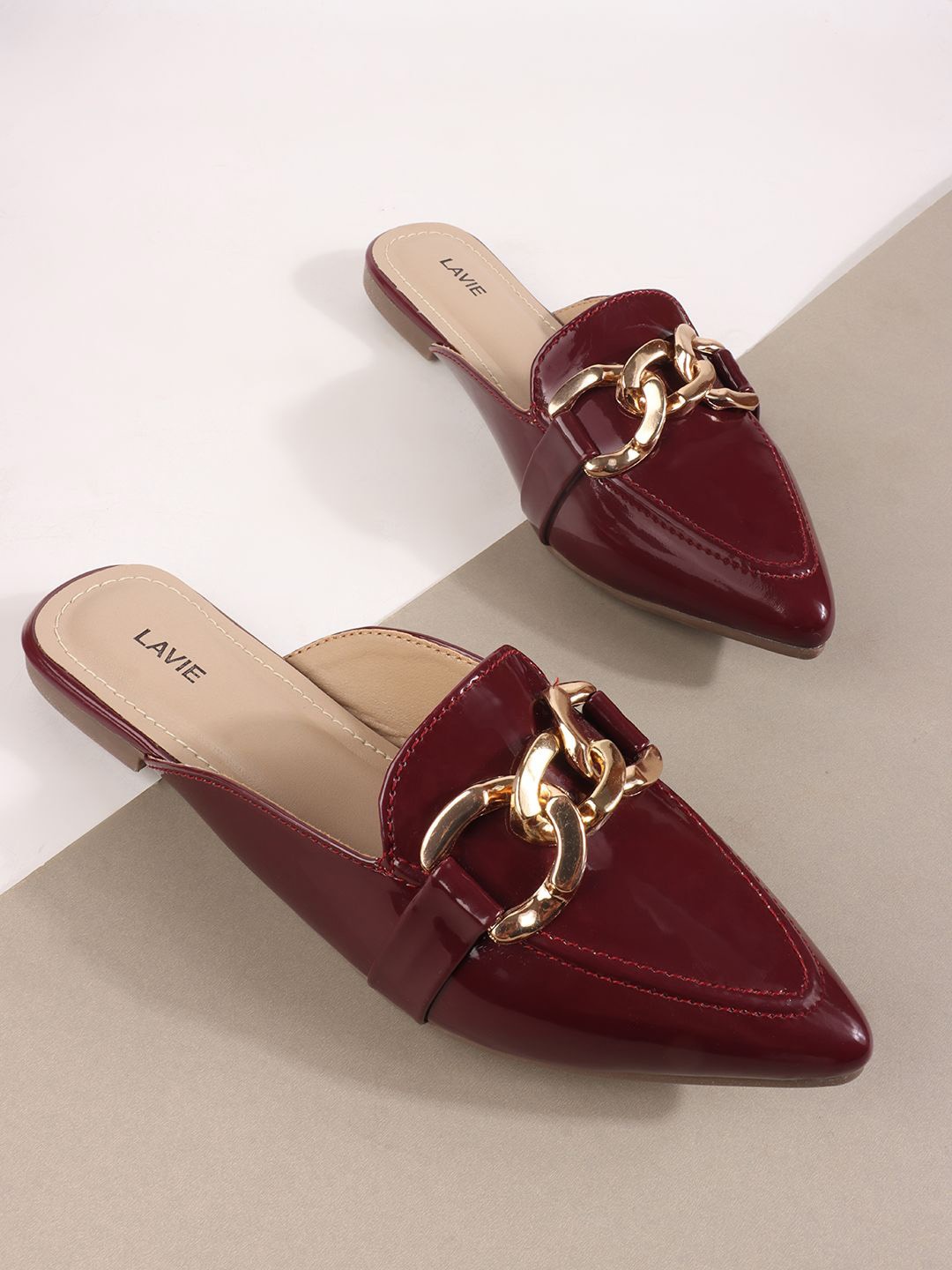 

Lavie Women Embellished Mules Flats, Maroon