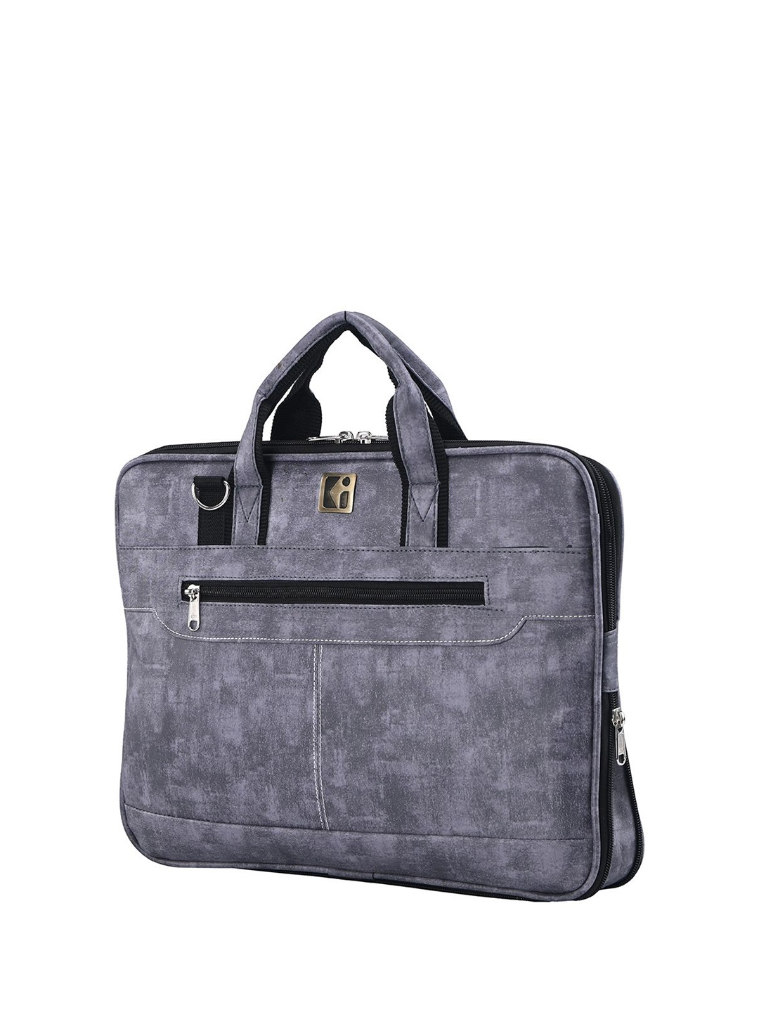 

Kuber Industries Unisex Leather Adjustable Strap 2 Compartment Office Laptop Bag, Grey