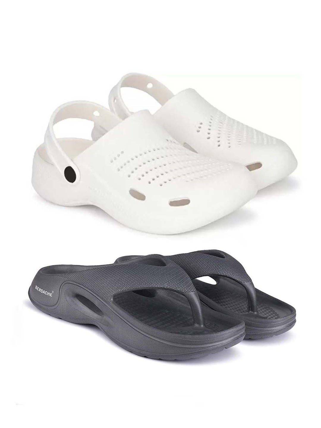 

BERSACHE Men Clogs, White