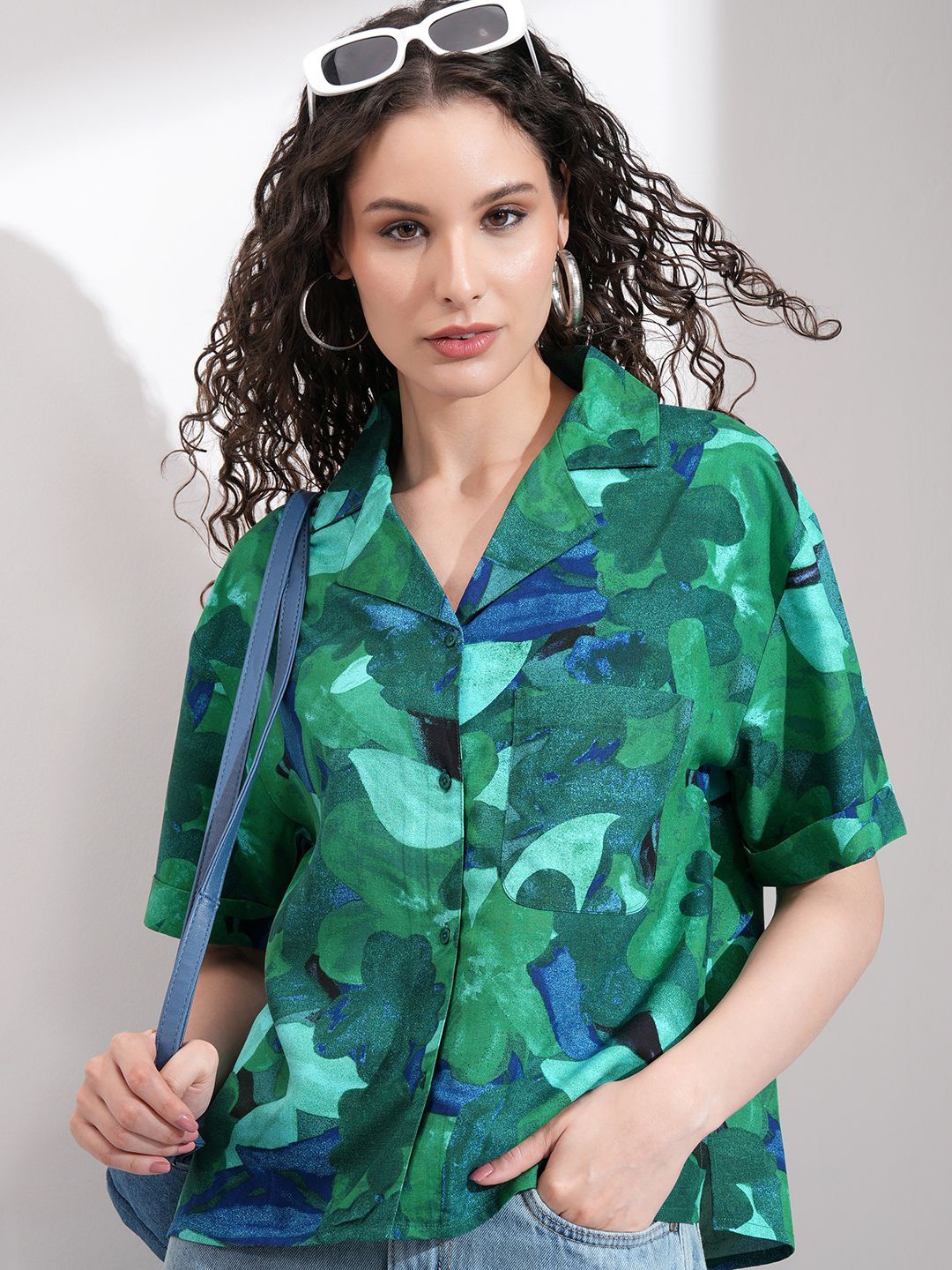 

Tokyo Talkies Women Comfort Floral Opaque Printed Casual Shirt, Green