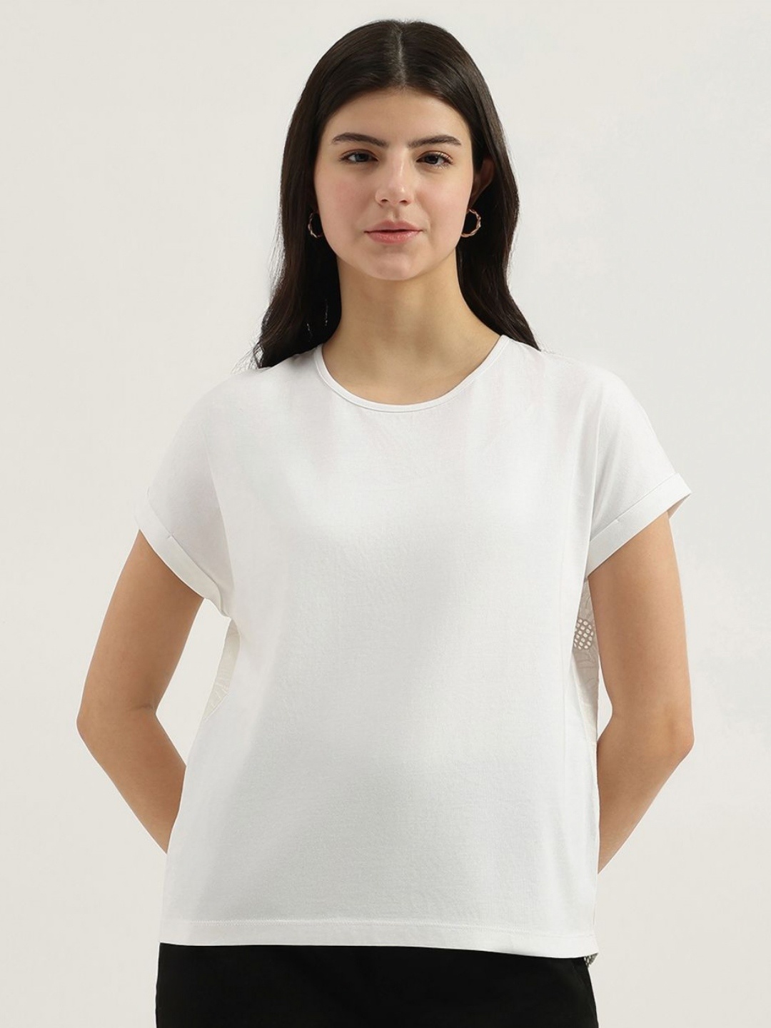 

United Colors of Benetton Women Extended Sleeves Pure Cotton T-shirt, White