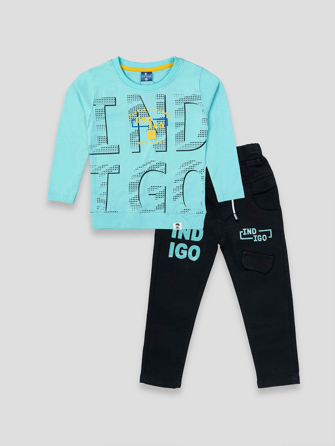

YK X JUST KiDDiNG Boys Printed T-shirt with Trousers, Green