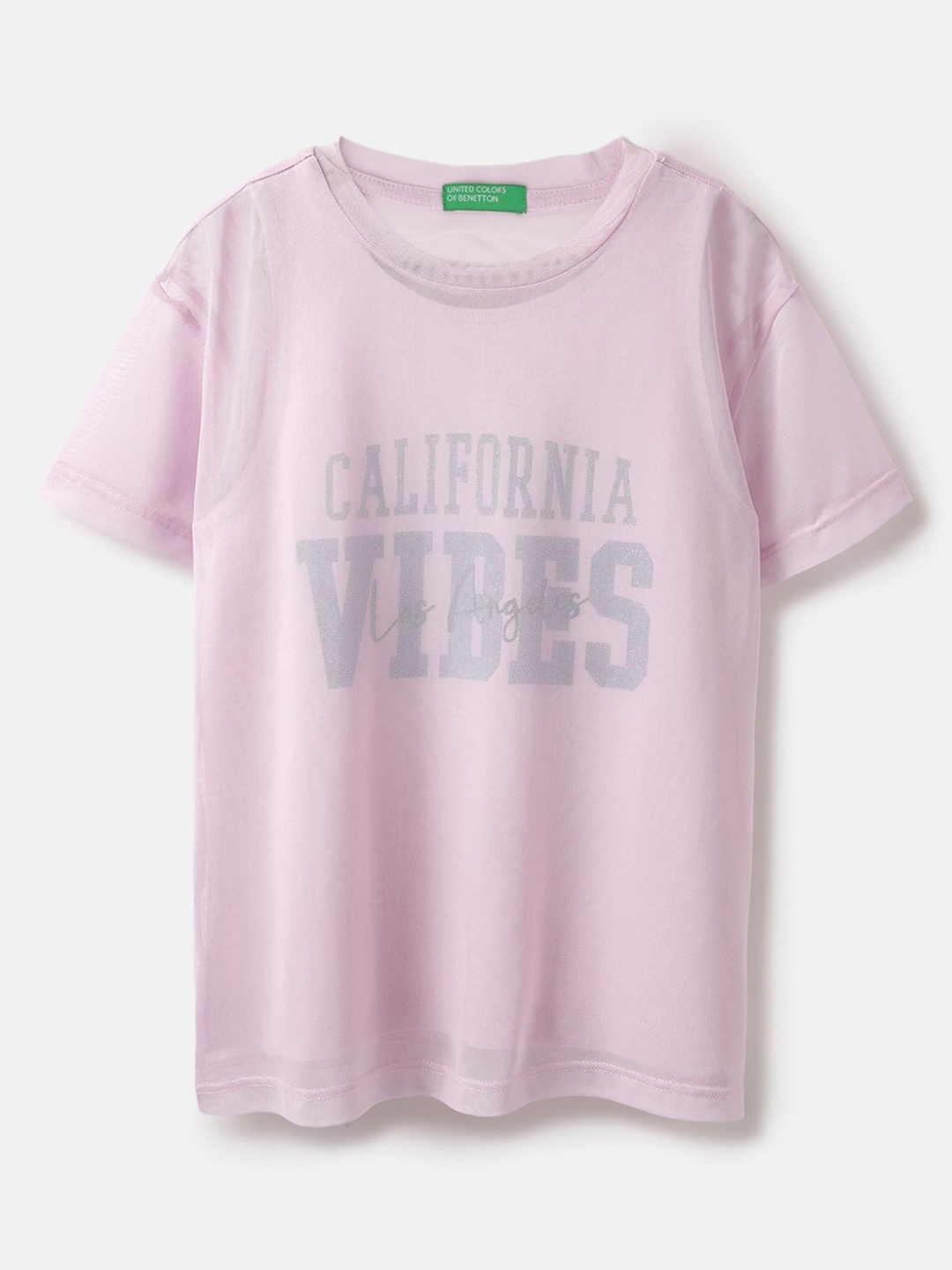 

United Colors of Benetton Girls Printed Pure Cotton T-shirt, Purple