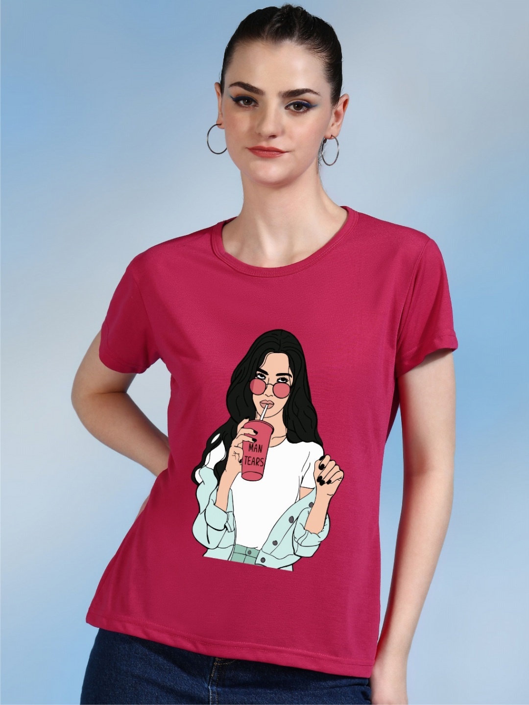 

Moda Rapido Women Printed Bio Finish T-shirt, Pink