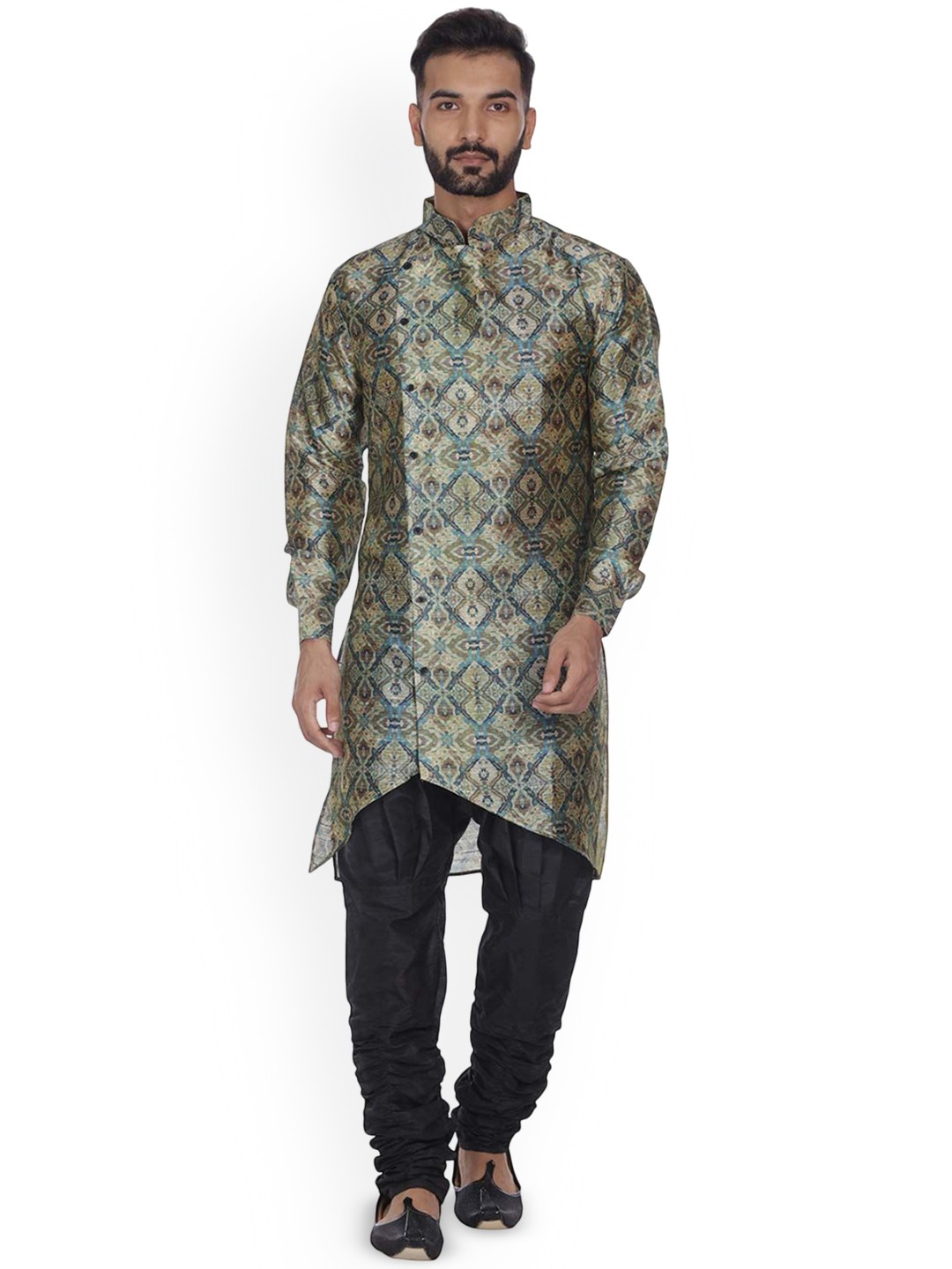 

VEERA PARIDHAAN Men Printed Regular Kurta with Pyjamas, Green