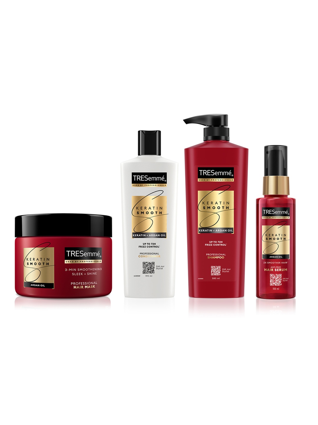 

TRESemme Keratin Smooth Conditioner 190ml + Shampoo 580ml + Mask 300ml + Serum 100ml Combo, Red