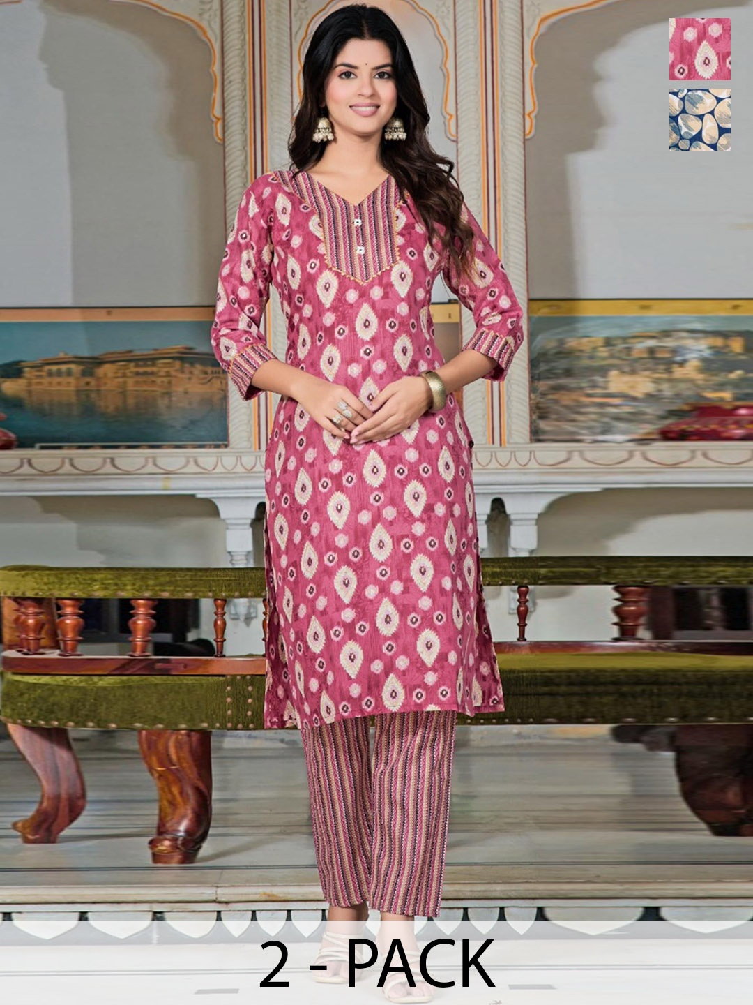 

Moda Rapido Women Floral Printed Regular Kurta with Trousers, Blue
