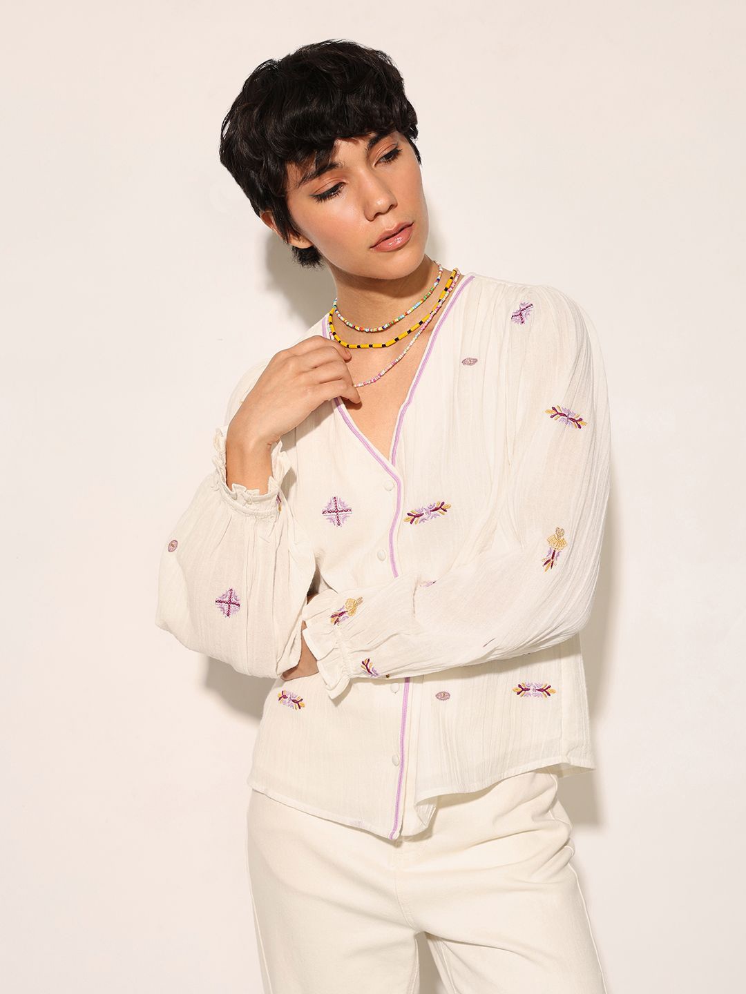 

ONLY Women Opaque Casual Shirt, White