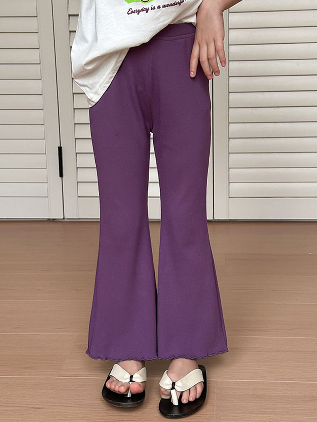 

LULU & SKY Girls Flared High-Rise Trousers, Purple