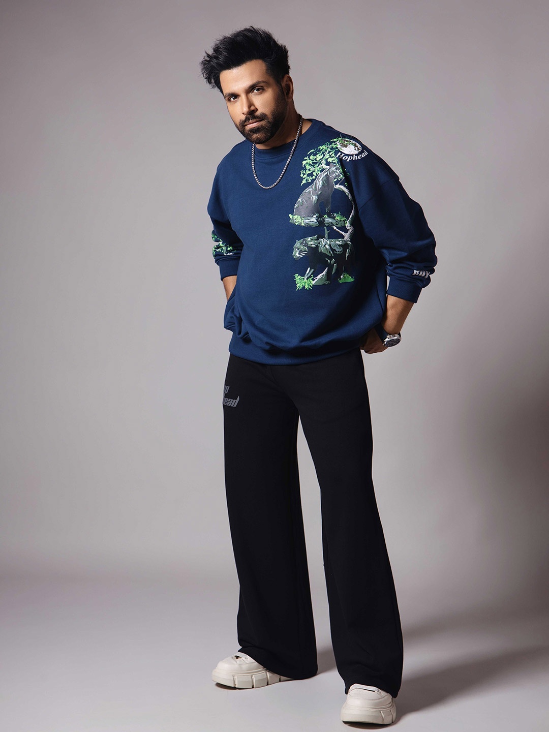 

HOP HEAD Men Printed Sweatshirt, Blue