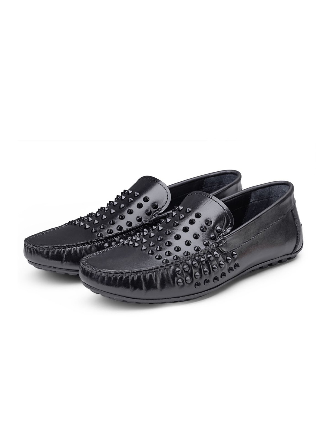 

SHUTIQ Men Textured Leather Slip-On Sneakers, Black