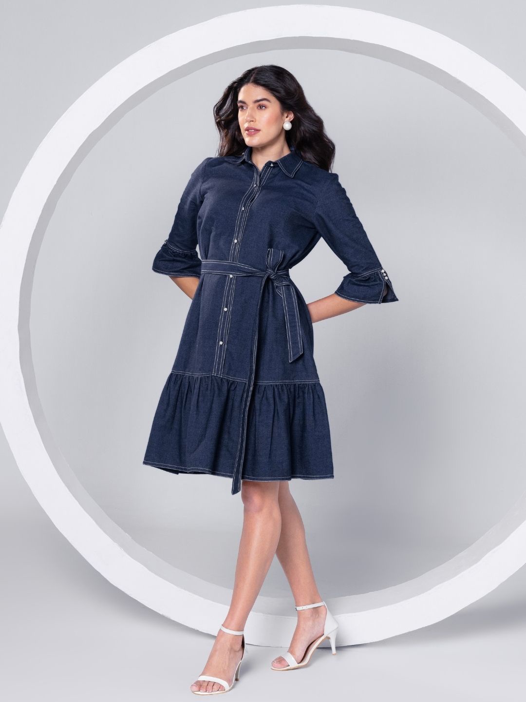 

JULO Denim Shirt Mini Dress, Blue