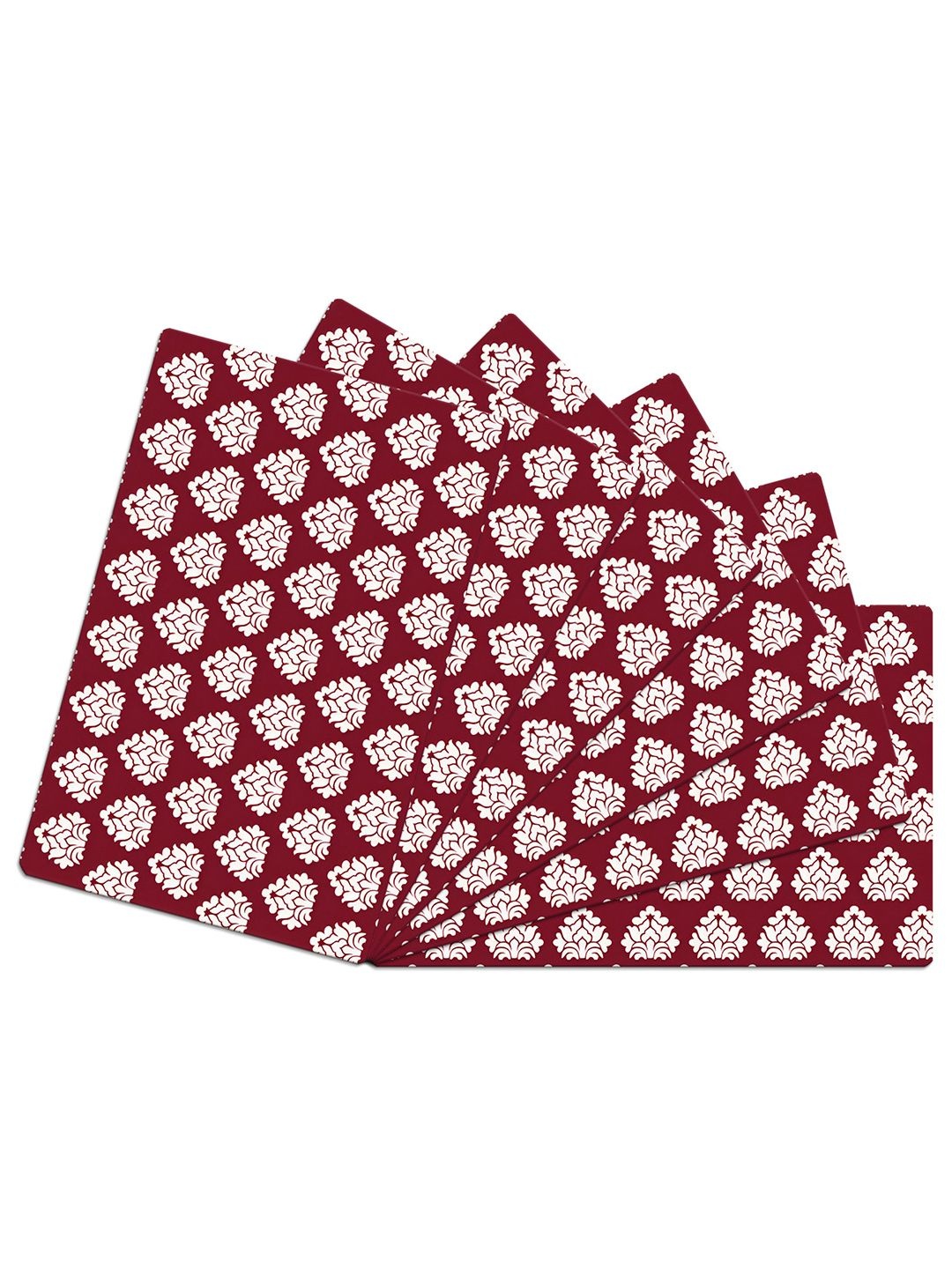 

Kuber Industries 6-Pcs Beige & Maroon Printed Fridge Mat